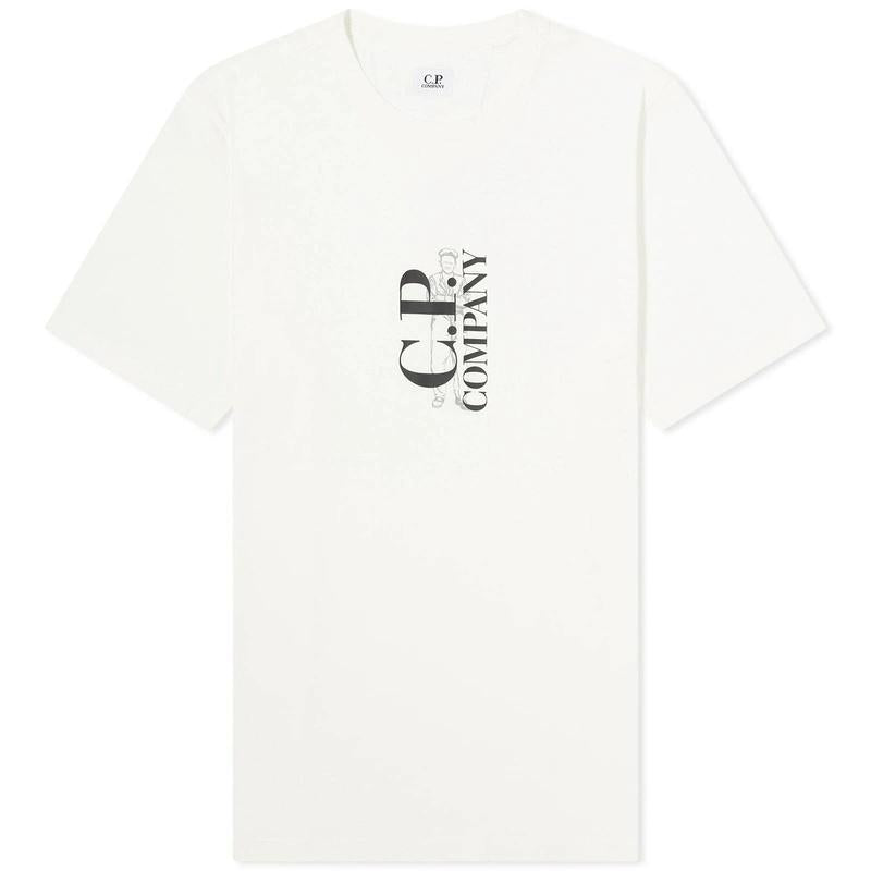 CP Company Logo Short Sleeve T-Shirt for Men White Cotton