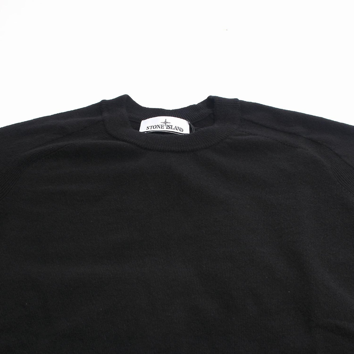 STONE ISLAND Black Wool Crewneck Knit Sweater for Men