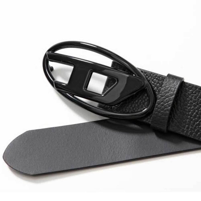 DIESEL Unisex Black Leather Belt