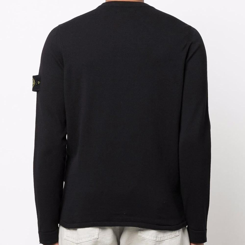 STONE ISLAND Dark Navy Patch Logo Crewneck Knit Sweater for Men
