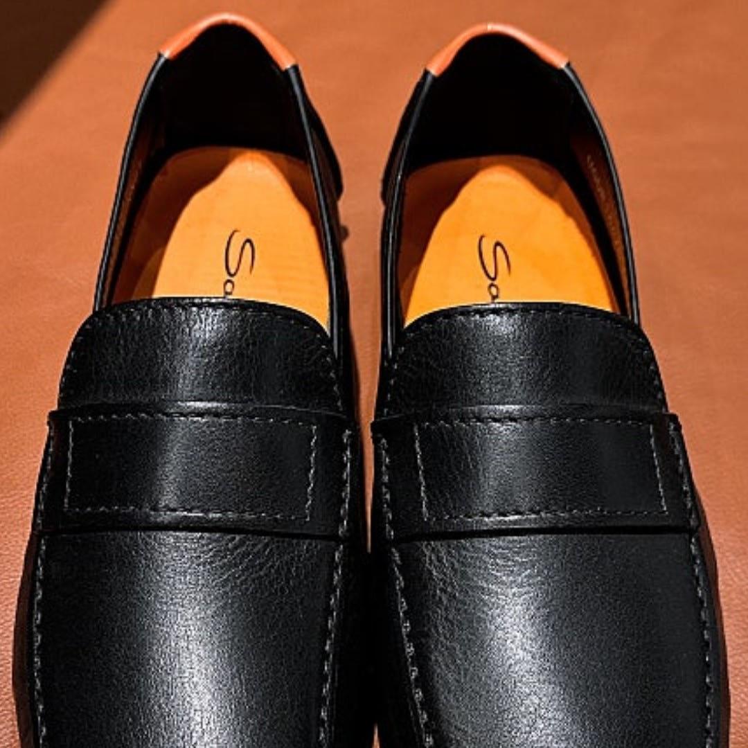 SANTONI Black Leather Loafers for Men MGDR18476 SMASGFRN01