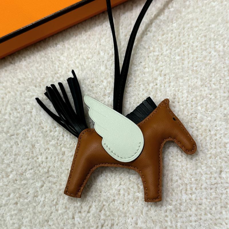 HERMES Rodeo Pegasus PM Charm Calfskin Lambskin Key Ring Unisex