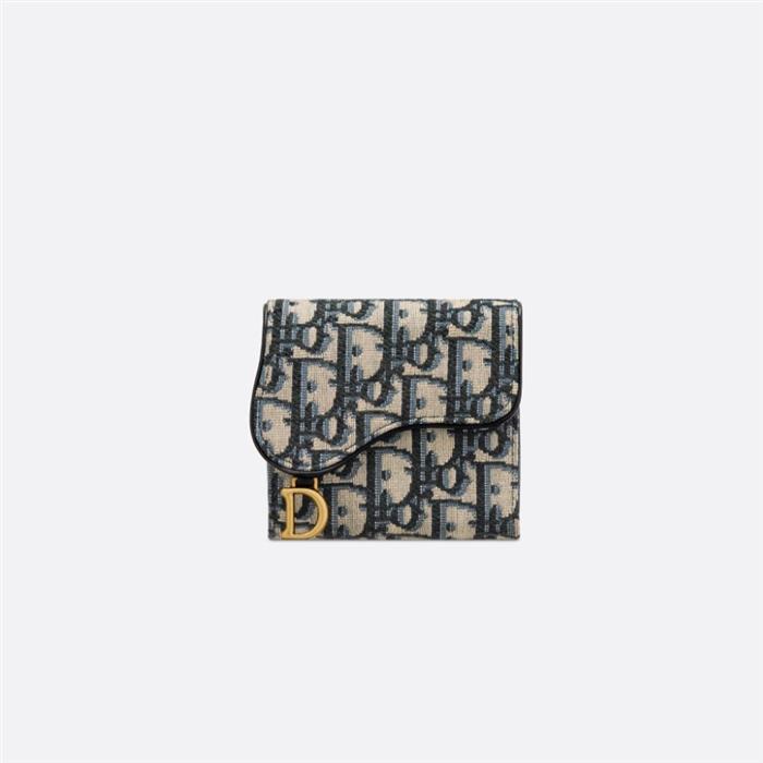 DIOR Oblique Jacquard Saddle Lotus Compact Wallet S5652CTZQ