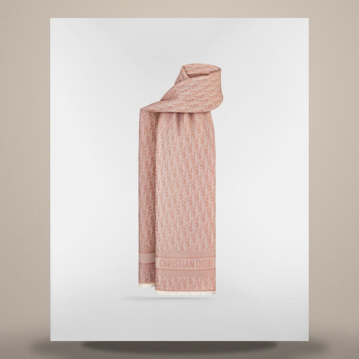 DIOR Oblique Rose des Vents Cotton Wool Silk Scarf