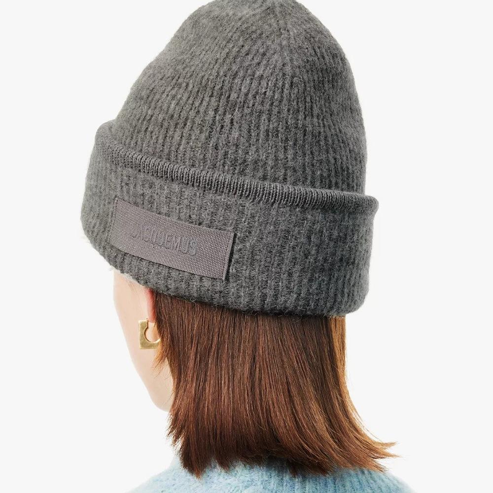 JACQUEMUS Dark Gray Grosgrain Beanie 246AC6665217 970
