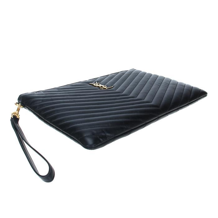 Saint Laurent Monogram Leather Clutch Bag Black