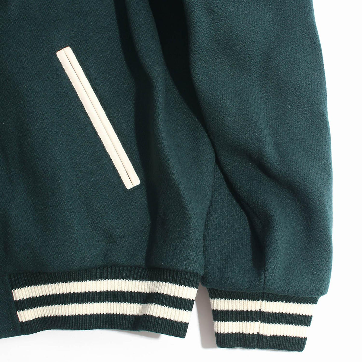CELINE Triomphe Logo Stadium Teddy Bomber Jacket Green