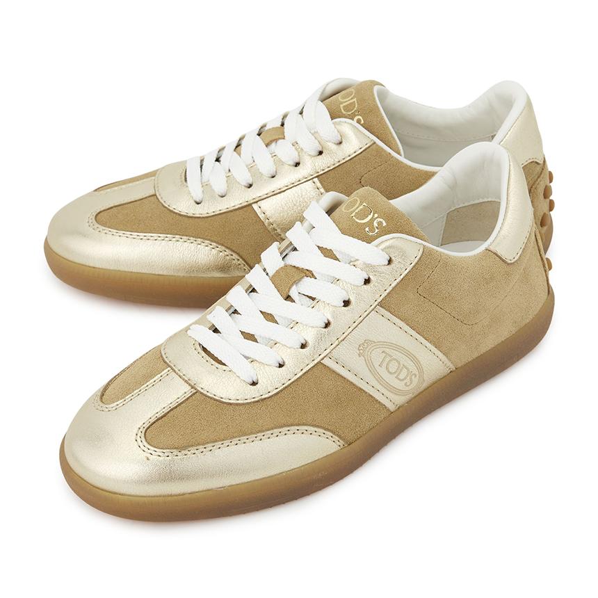 Tods Tabs Women’s Low-Top Leather Sneakers White Beige XXW68C0IJ20 U8WYY16