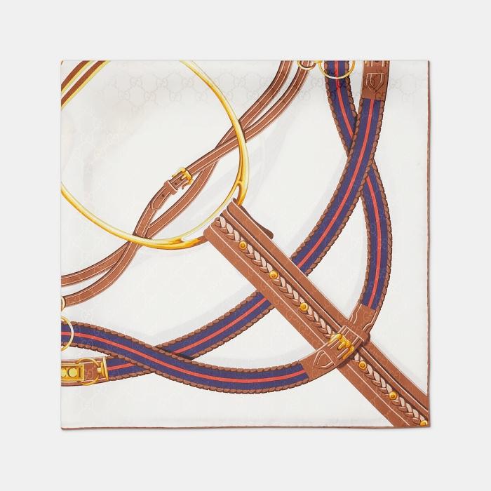 GUCCI Horsebit Print Silk Scarf 767130 3G009 9077