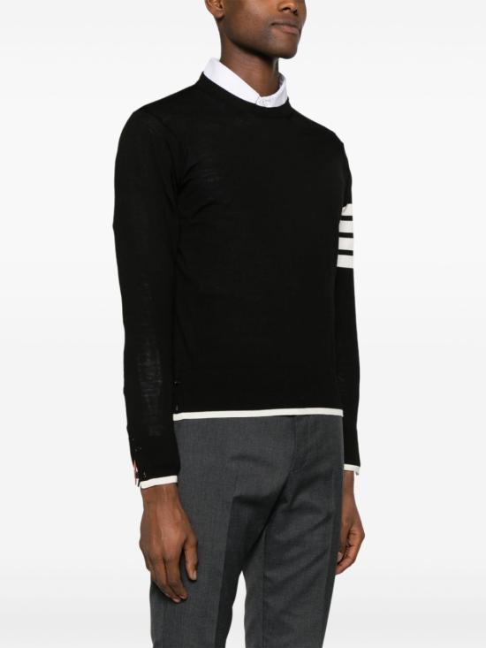 THOM BROWNE Black Wool Round Neck Sweater MKA002DY1014001 BLACK DOM