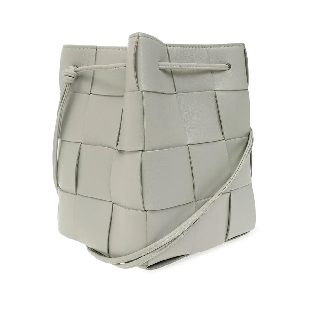 Bottega Veneta Cassette Intrecciato Leather Shoulder Bag Gray