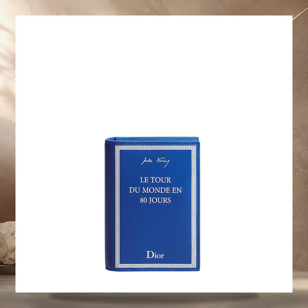 DIOR Blue White Embossed Calfskin Passport Cover Wallet 2BTPH023GUI H052
