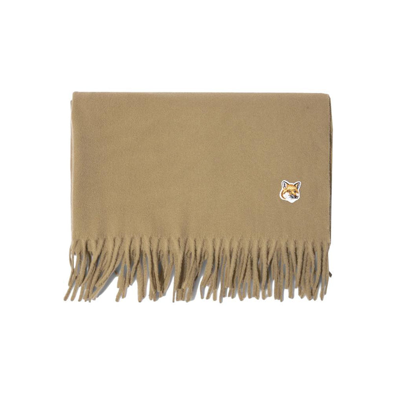 Maison Kitsune Fox Head Patch Wool Scarf FU06208BT3004 P221