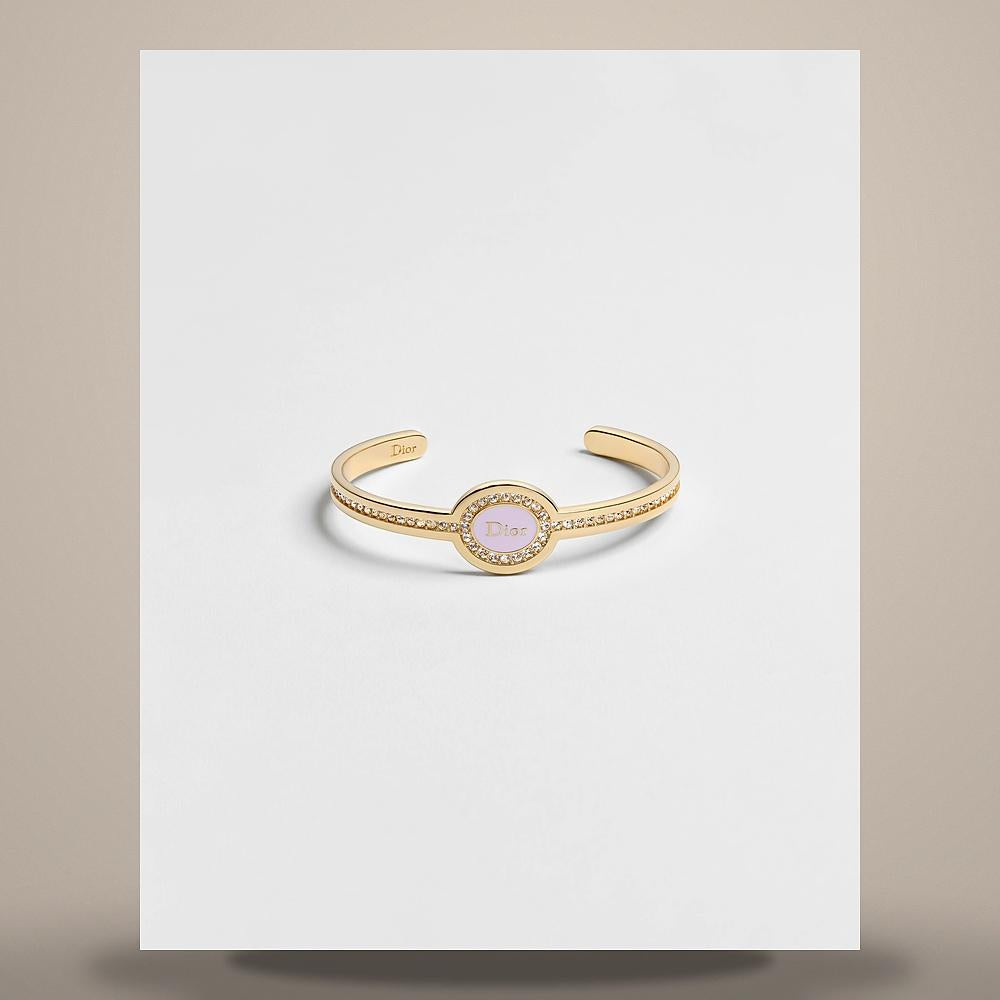 DIOR Gold-Finish Metal Crystal Rose Des Vents Lacquer Bangle Brac B4006WOMLQD25K