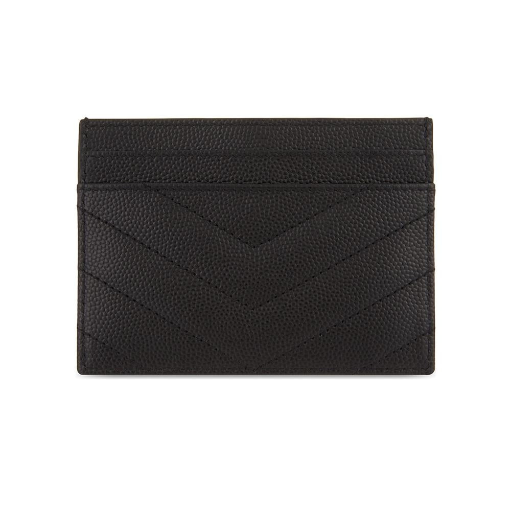 Saint Laurent Silver-Tone Matelassé Leather Card Holder