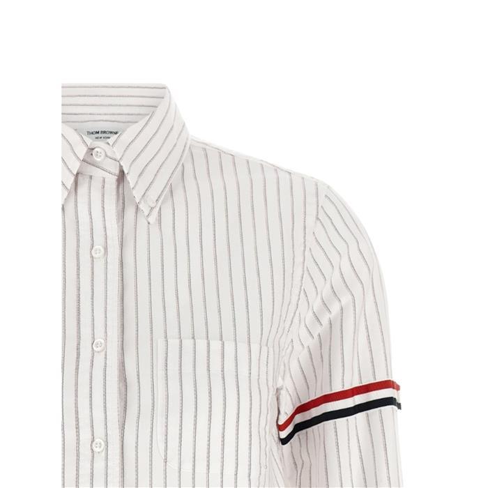 THOM BROWNE Oxford Crop Button Armband Down Long Sleeve Shirt