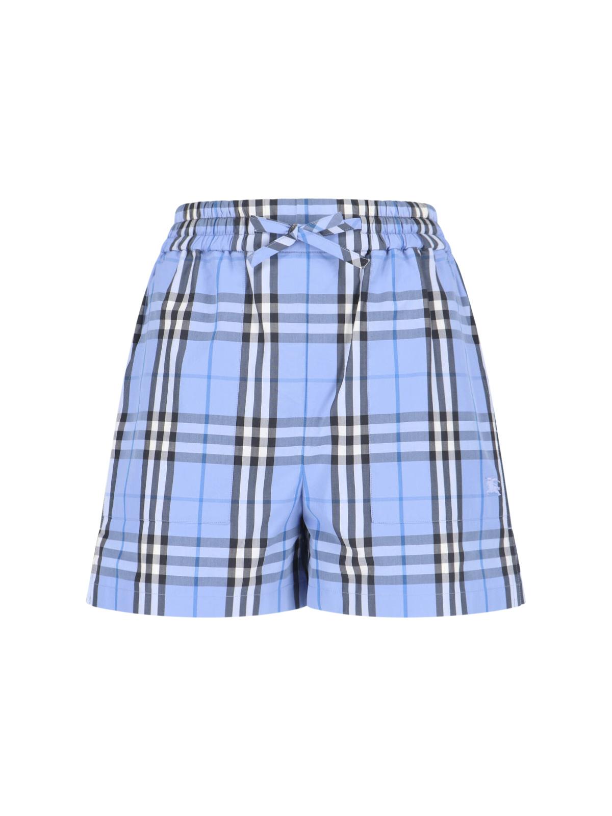 BURBERRY Beige Check Cotton Shorts