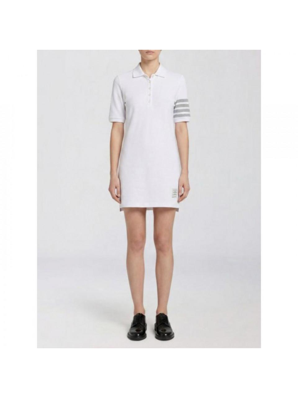 THOM BROWNE 4-Bar Textured Pique Polo Midi Dress