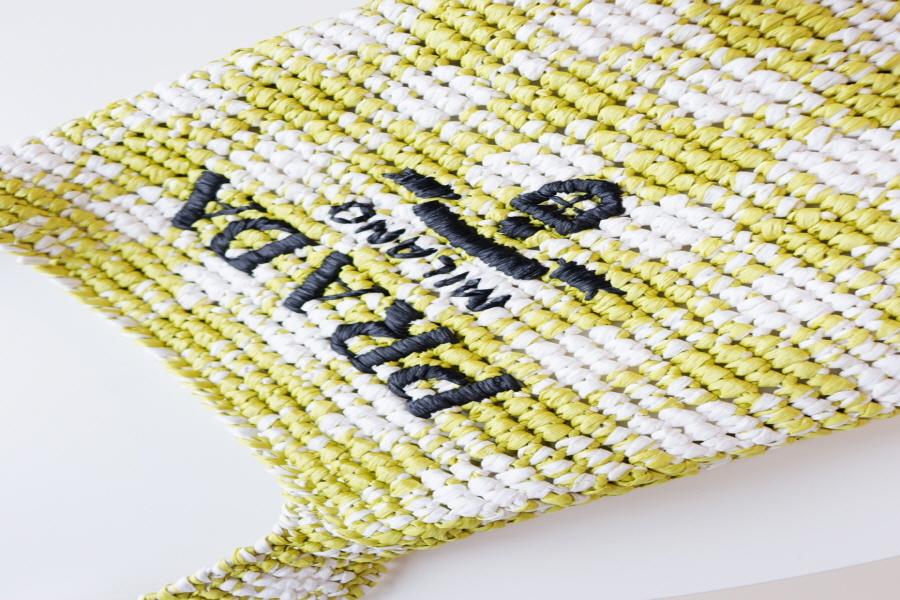 PRADA Triangle Logo Yellow Raffia Shoulder Bag 1BC184