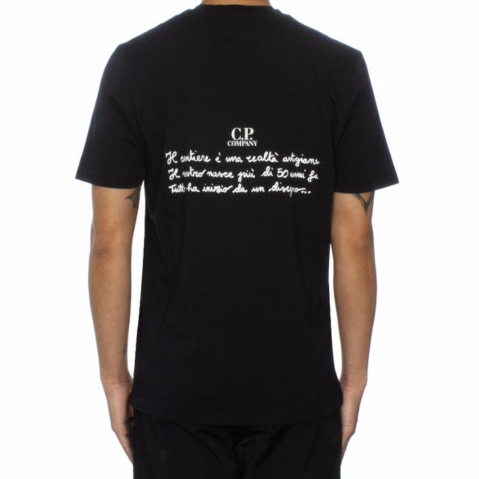 CP Company Black Jersey Back Letter T-Shirt Men's