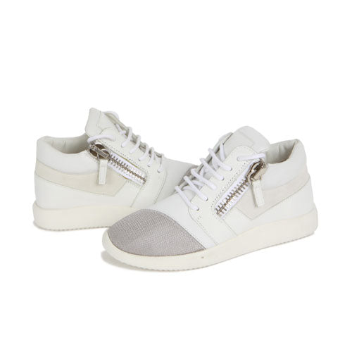Giuseppe Zanotti White Leather Low-Top Sneakers RS6128 GRIGIO