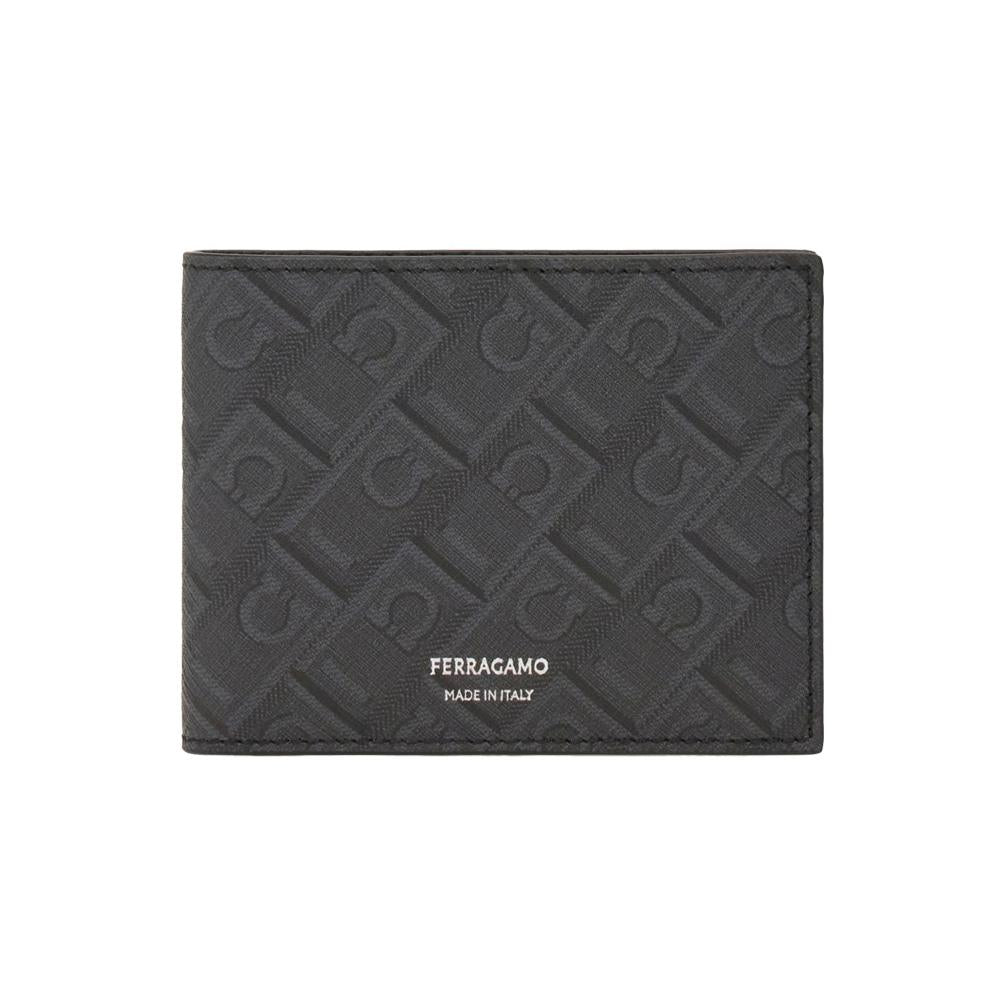 Ferragamo Logo Print Black Bifold Wallet for Men 1582 0780324