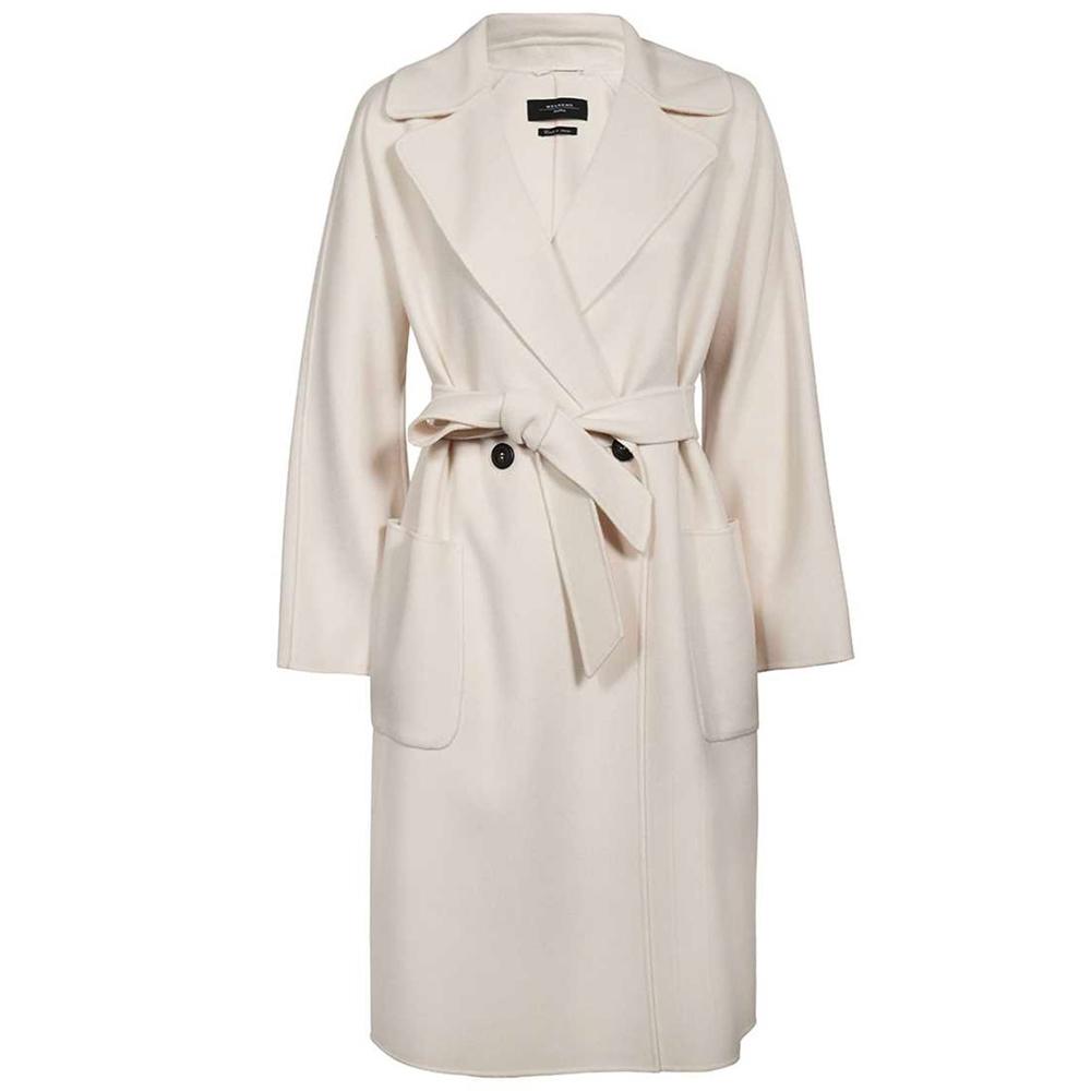 Max Mara Belted Wool Coat Off-White 2350110337 006