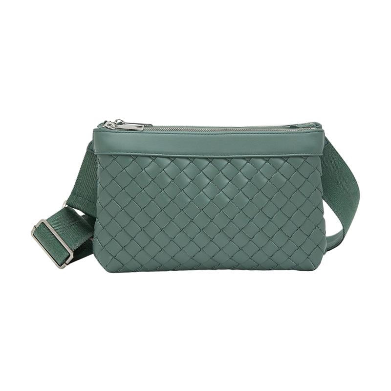 Bottega Veneta Intrecciato Duo Leather Crossbody Bag Green Men