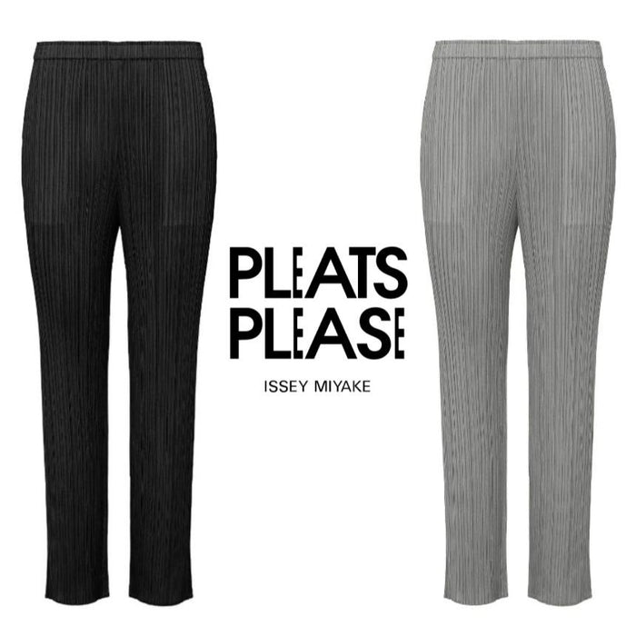 PLEATS PLEASE Black Gray Basic Long Straight Pants