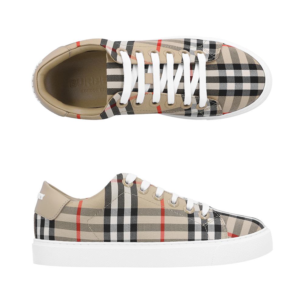 BURBERRY White Low-Top Leather Sneakers Women