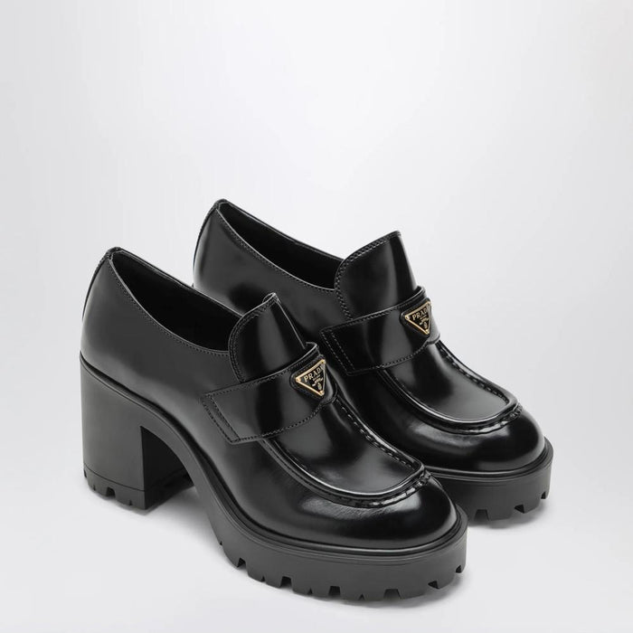 PRADA Brushed Leather Women’s Loafers Black