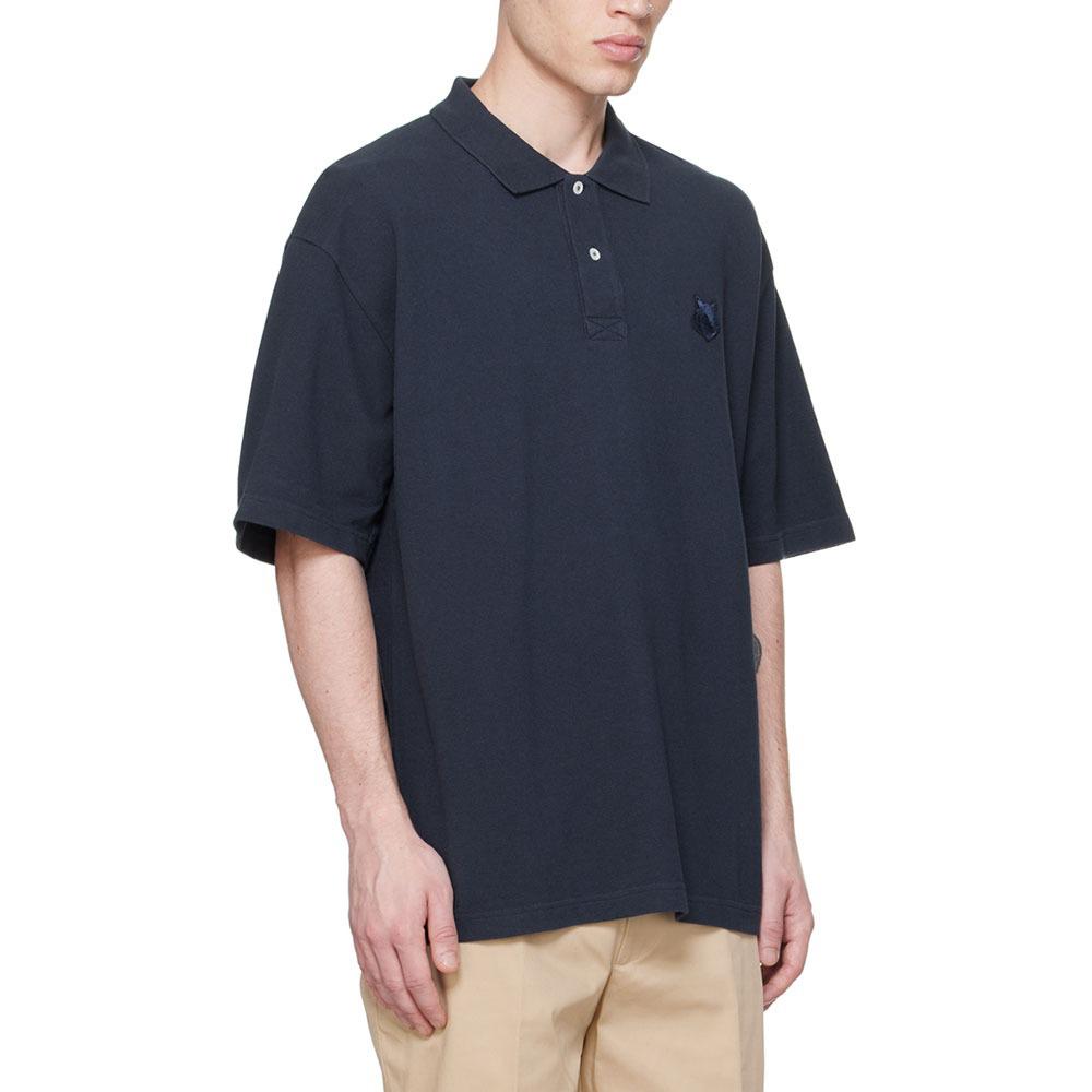 Maison Kitsune Bold Fox Head Oversized Polo T-Shirt Navy MM00202 KJ7010 P492