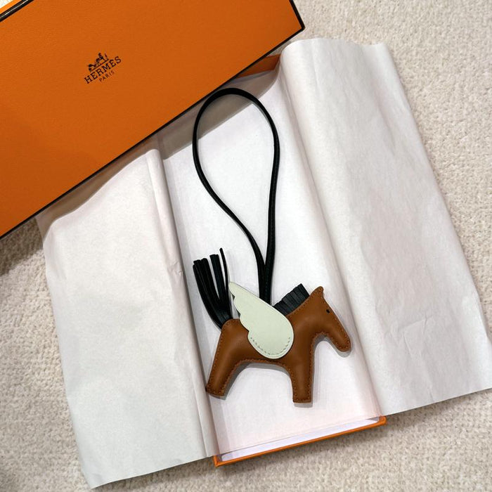 HERMES Rodeo Pegasus PM Charm Calfskin Lambskin Key Ring Unisex