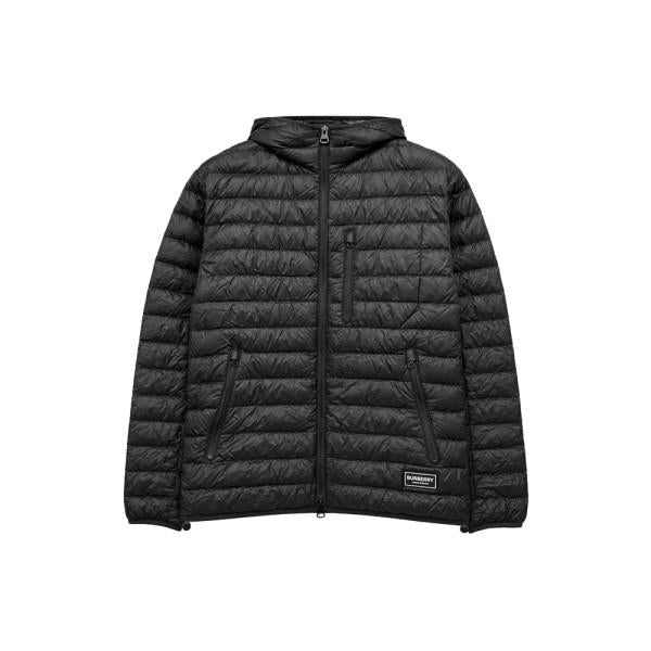 BURBERRY Black Lightweight Puffer Jacket with Logo Patch 8121336