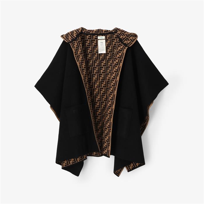 FENDI FF Reversible Wool Cashmere Cape Coat