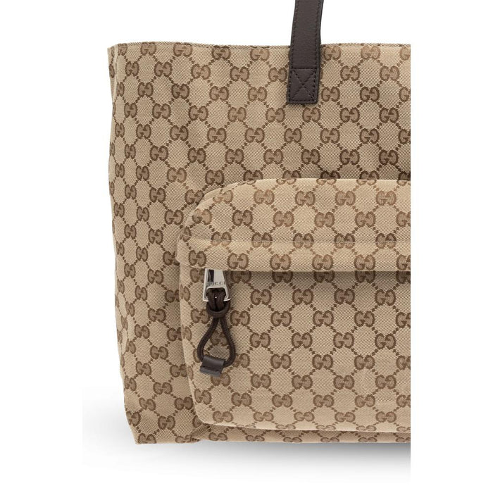 GUCCI GG Canvas Large Tote Bag Beige Brown Unisex