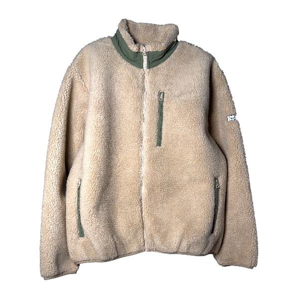 NO PROBLEMO Forest Heavy Fleece Bomber Jacket Ecru