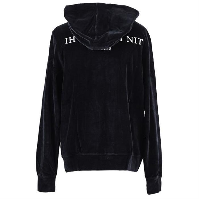 IH NOM UH NIT Women’s Velour Back Logo Zip Hoodie Cardigan Black