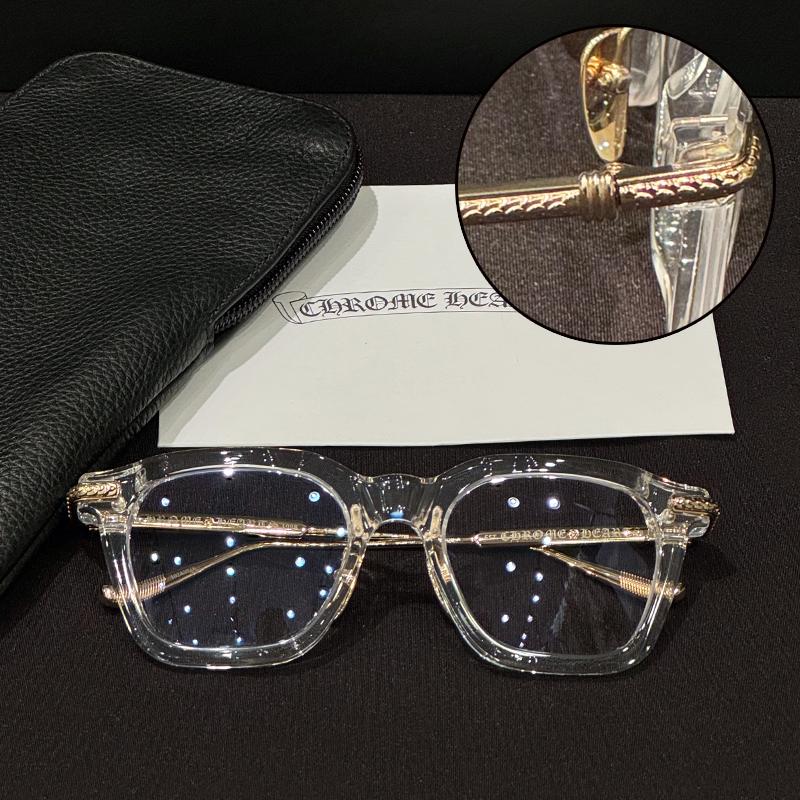 Chrome Hearts Complication Asian Fit Crystal Gold Plate Eyeglasses