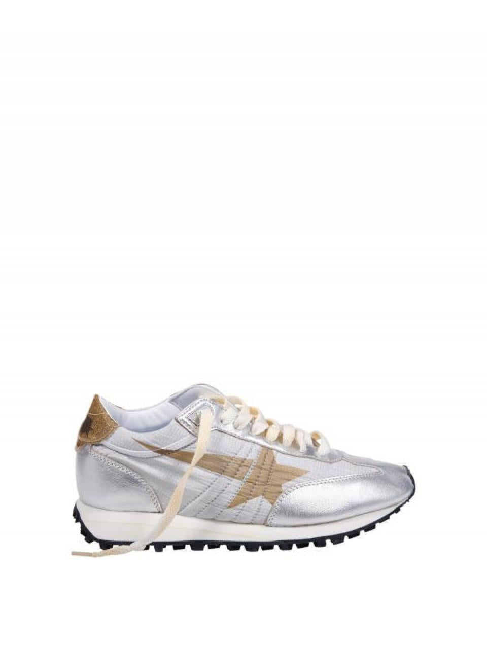 GOLDEN GOOSE Silver Ripstop Nylon Upper Gold Star Marathon Sneakers