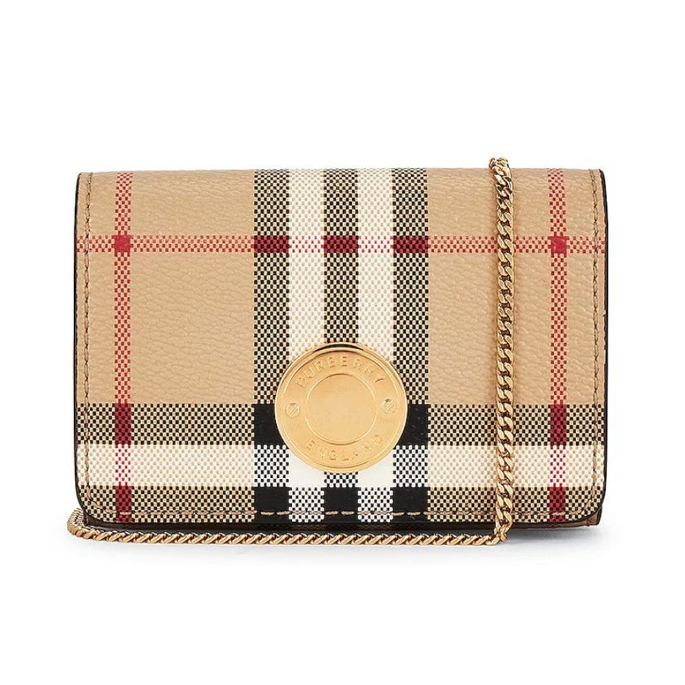 BURBERRY Vintage Check Chain Card Holder Wallet