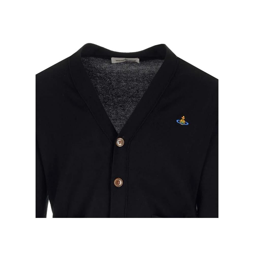 Vivienne Westwood ORB Logo Embroidered Black Cardigan for Men