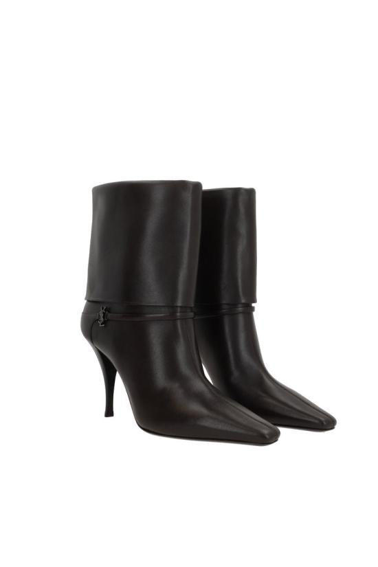 Saint Laurent Niki Smooth Leather Boots Eagle Brown