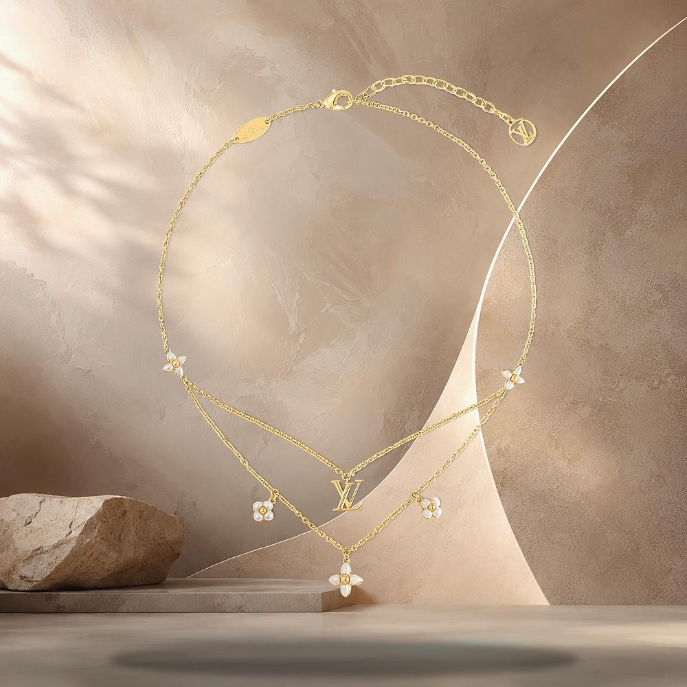 Louis Vuitton LV Floragram Adjustable Necklace Gold-Tone 37-44cm