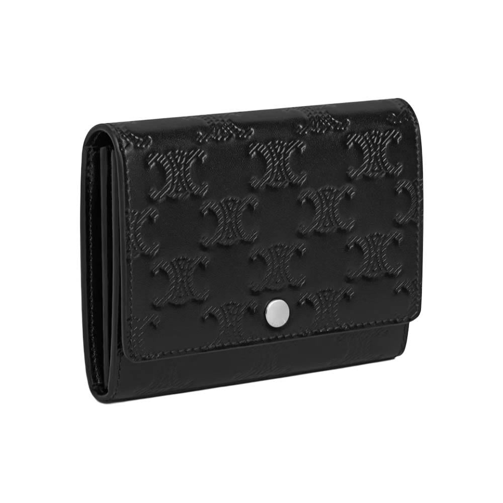CELINE Black Triomphe Card Holder Wallet