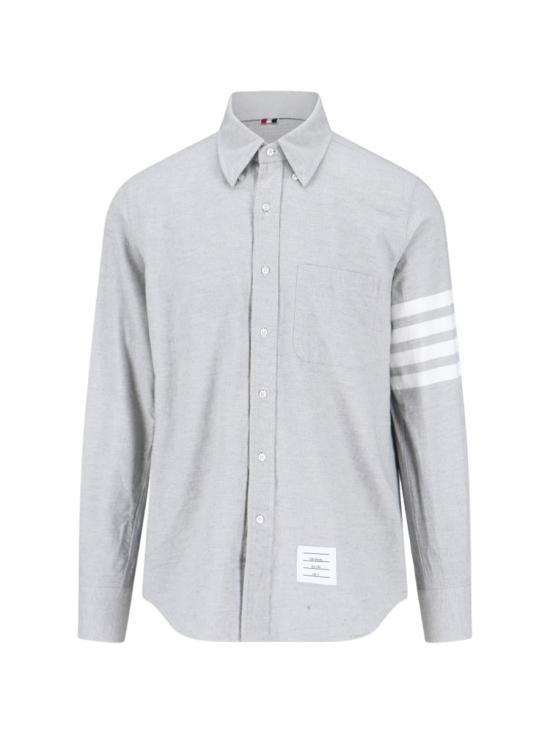 THOM BROWNE Flannel 4-Bar Long Sleeve Shirt Med Gray Men’s
