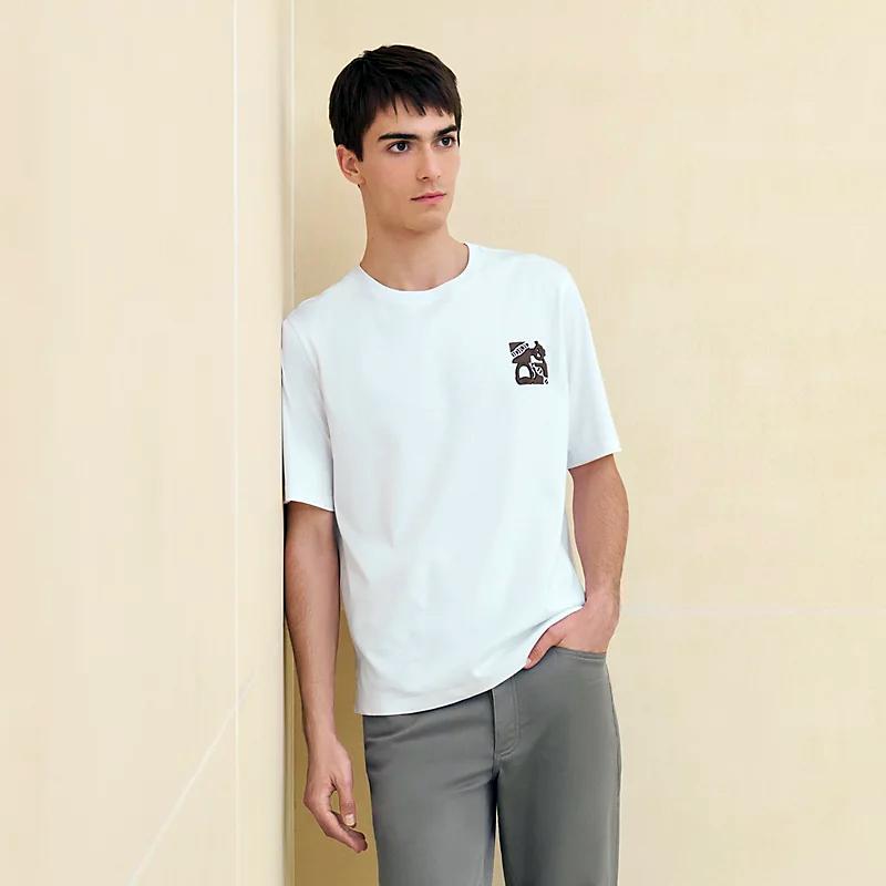 HERMES Metallerie au Ca Crewneck T-Shirt White Unisex