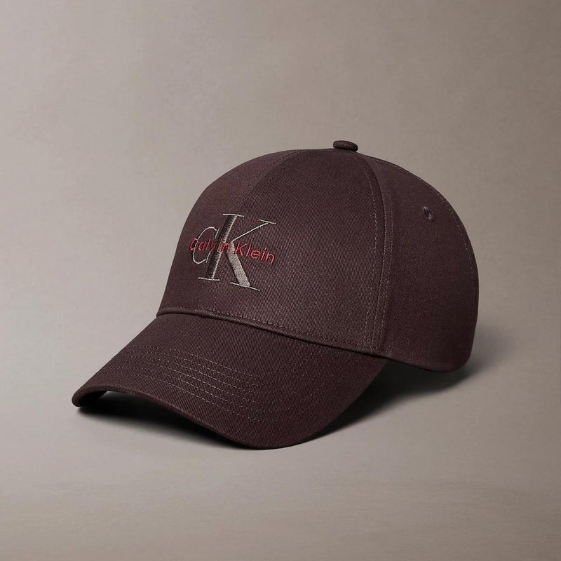 Calvin Klein Coffee Brown Mono Embroidered Logo Unisex Baseball Cap