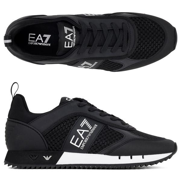 EA7 Men's Black White Mesh Low-Top Sneakers 7X000334 AF18610 MC001