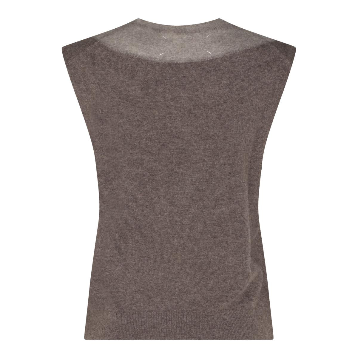 Maison Margiela Wool Knit Vest Women’s Ivory Sleeveless Sweater